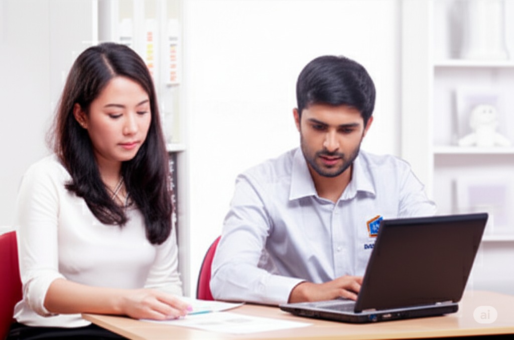 RMG Education consultant assisting a student